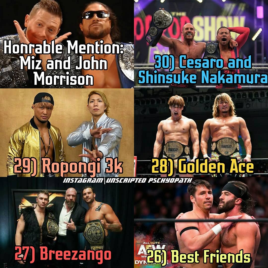 THREAD Top 30 Tag Teams In 2020. All personal choices and only 4 companies considered i.e; WWE, AEW, NJPW and Impact Wrestling  #WrestlingCommunity