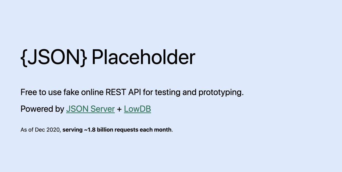 Free to use fake online REST API for testing and prototyping. http://jsonplaceholder.typicode.com 