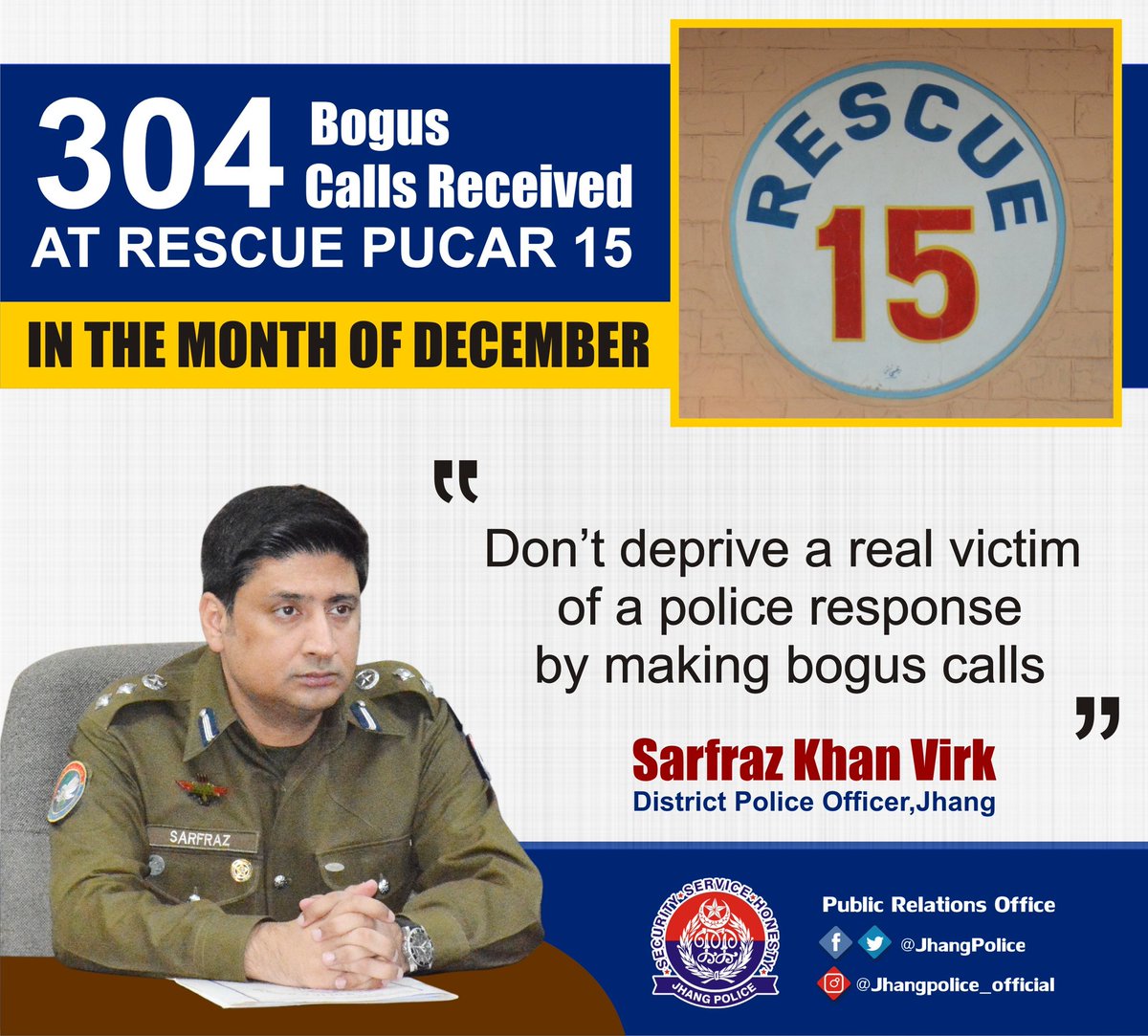 JhangPolice's tweet photo. #BogusCall #JhangPolice #Pucar15 #PunjabPolice @rpo_faisalabad @OfficialDPRPP #PunjabPolicePakistanOfficial https://t.co/fNXRYZzrf6