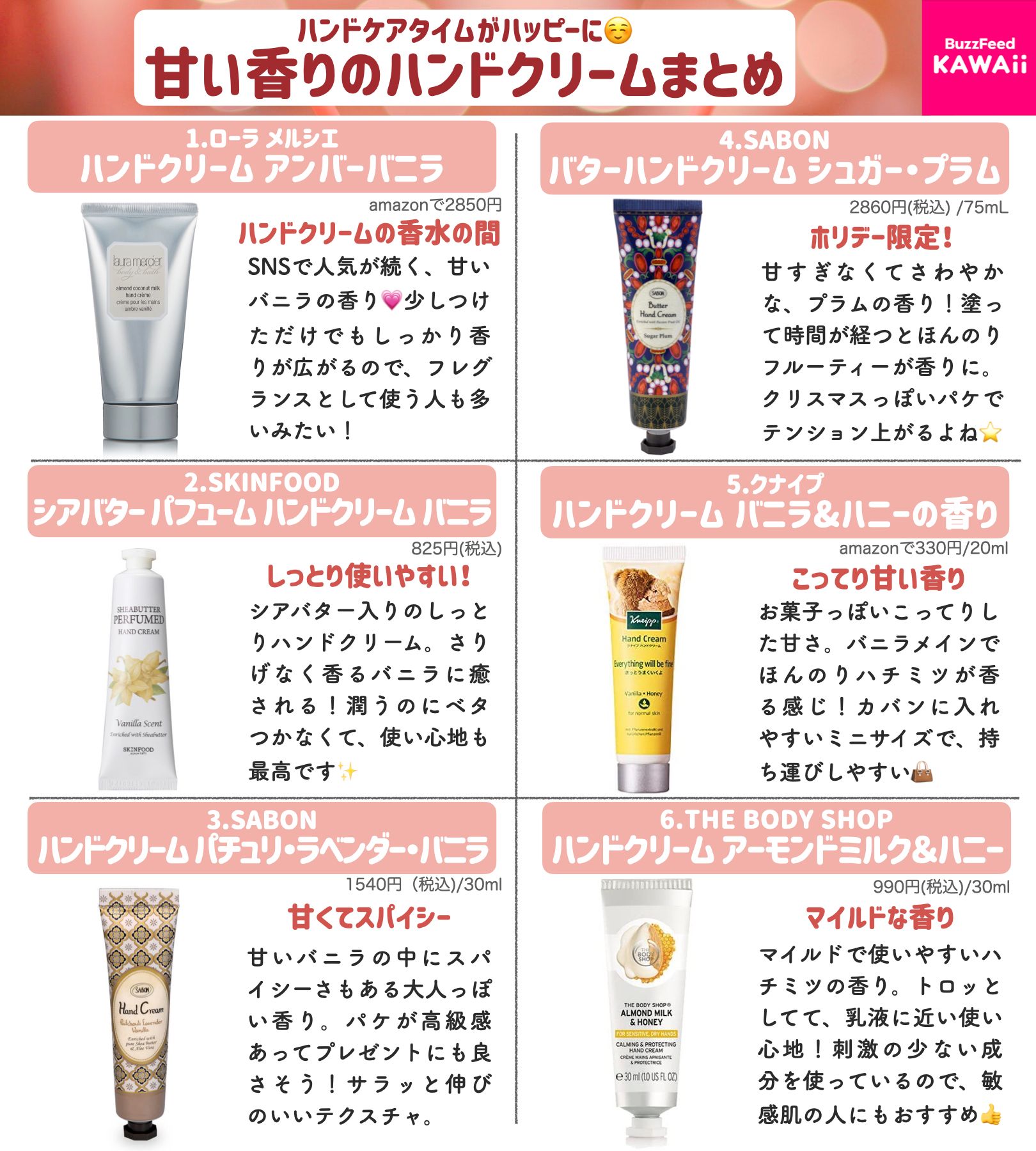 Buzzfeed Kawaii 冬のケアタイムがハッピーになる 甘い香りのハンドクリームをまとめました T Co 61mpww6tip Twitter