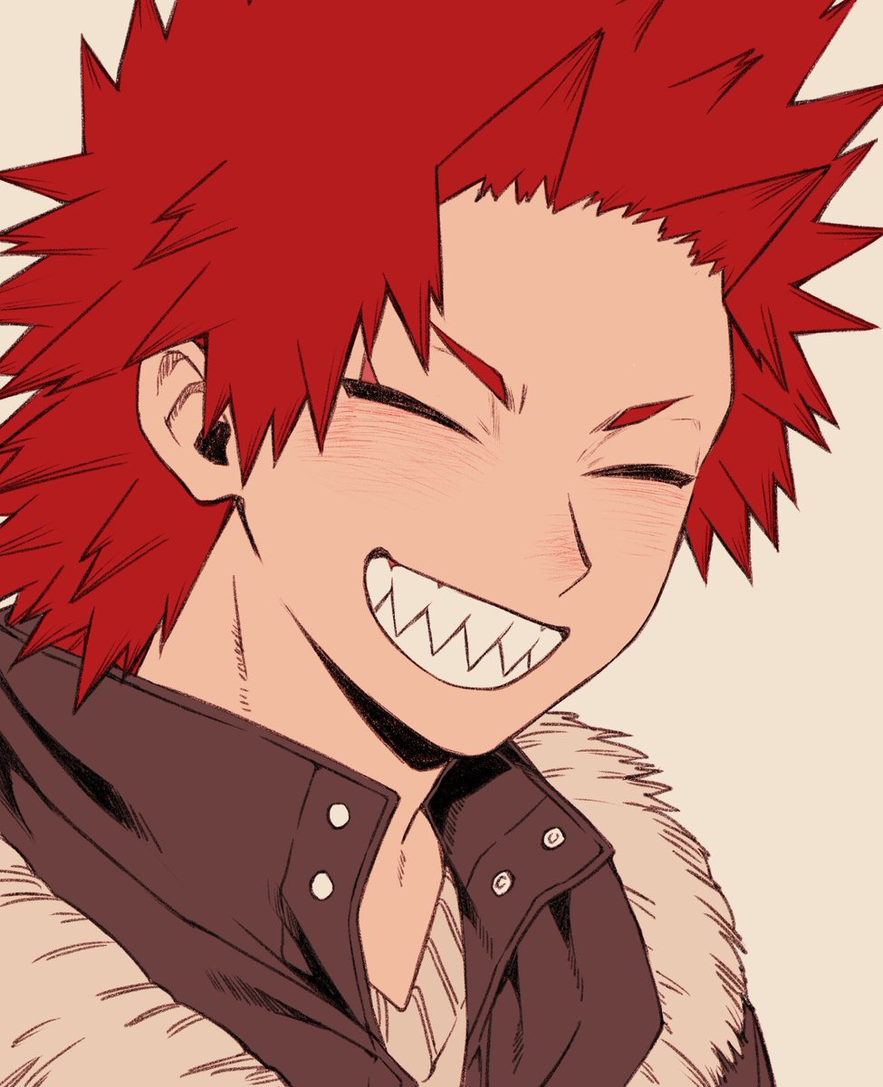 male focus 1boy teeth spiked hair red hair sharp teeth solo  illustration images