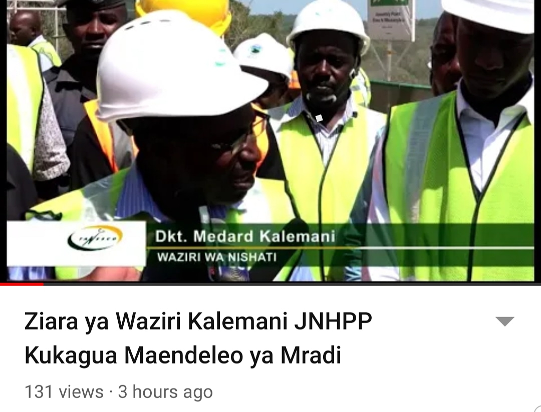 Ziara ya Waziri Kalemani JNHPP Kukagua Maendeleo ya Mradi

Tuatilia kupitia you tube channel yetu, uweze kufahamu maendeleo ya utekelezaji mradi wa kufua umeme kwa maji wa Julius Nyerere Mw 2115.

 youtu.be/s_4LCDu1l1s