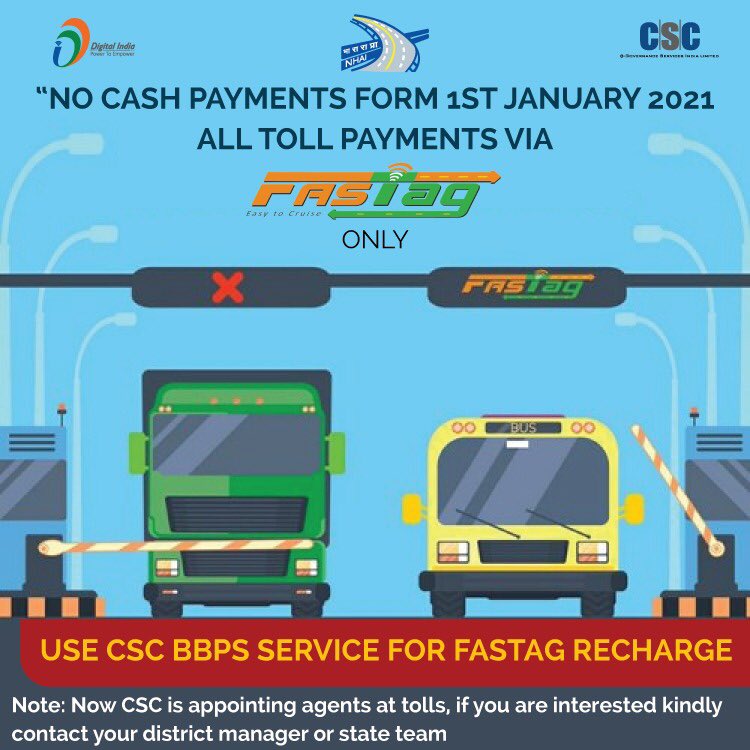 All CSC can sell and recharge fast tag