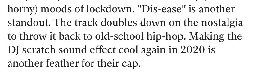 3. The Independent“Dis-ease is another standout”  https://www.independent.co.uk/arts-entertainment/music/reviews/the-cribs-review-night-network-bts-be-b1725028.html