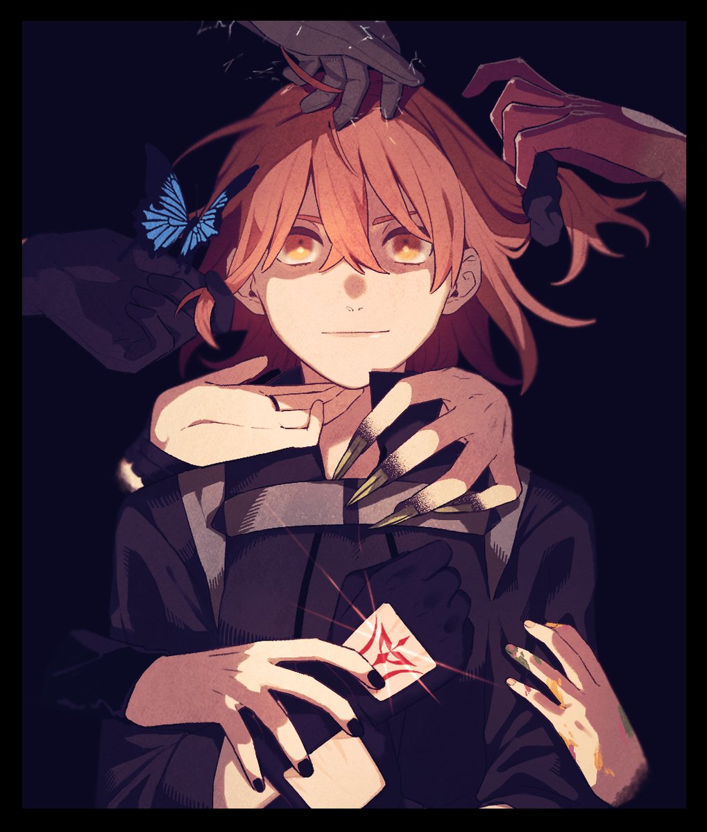 fujimaru ritsuka (female) command spell bug butterfly 1girl orange hair orange eyes gloves  illustration images