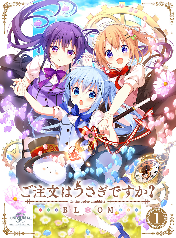 Tvアニメ ご注文はうさぎですか 発売中 Koi先生描き下ろしココア チノ リゼが目印の ご注文はうさぎですか Bloom Blu Ray Dvd第1巻が発売中 怪盗ラパン ココアによる新曲 魅惑のダイヤモンドティーカップ事件 やrabbit House Tea