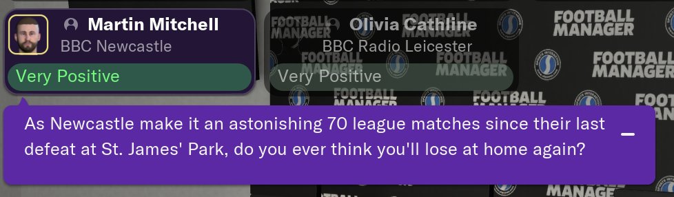 Massive EPL Season from my young team and my first INVINCIBLE league campaign. After the latest ME update landed, my defence went from GOOD to GREAT.Up to 70 home matches now without a defeat...  #NUFC  #FM21  