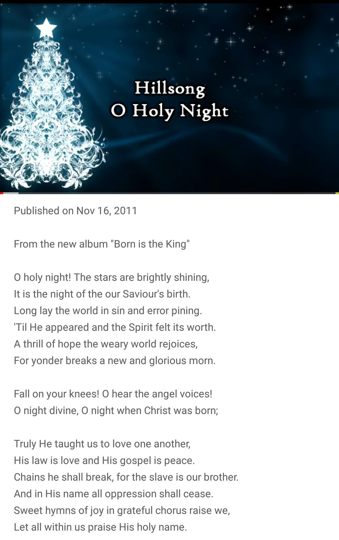 Christmas Songs – O Holy Night Lyrics