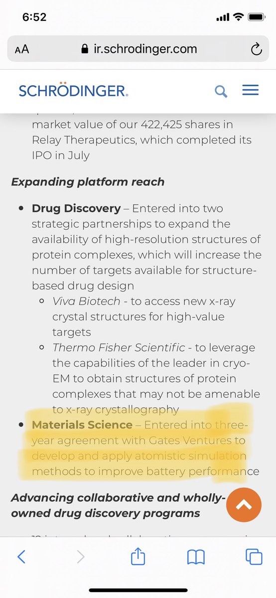 The be clear, this information has NOT been confirmed anywhere, however given that both firms are Gates backed ventures and  $SDGR has signed a 3 year agreement with Gates Ventures to use their tech to improve battery performance, one has to think this is a possibility.