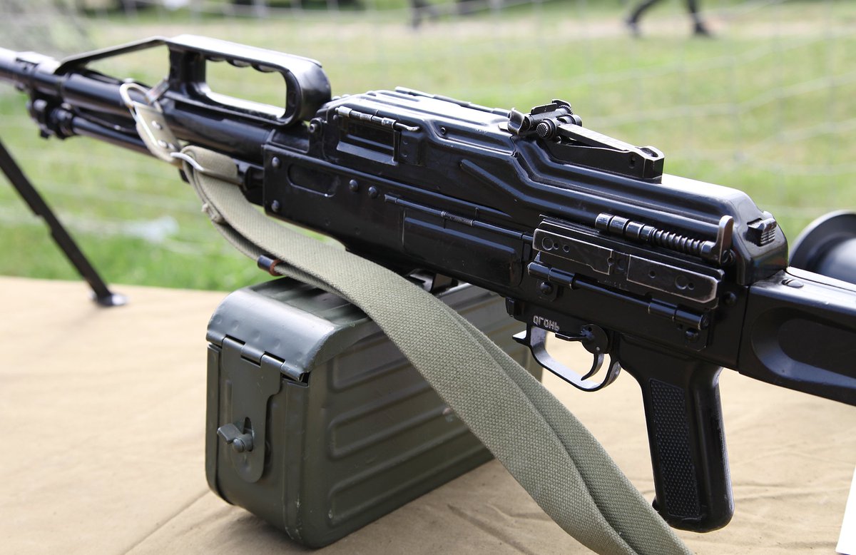 Women love the PKP Pecheneg light machine gun because it fires belt fed 7.62x54mm rounds at approximately 650 rounds per minute. It can sustain fire far longer than its predecessors with accuracy because it has a force-air cooled barrel with radial cooling ribs.