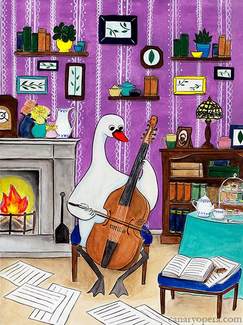 New painting🎉
I thought a swan playing the cello was too obvious, so instead he’s got a viol🎻 (Yes, I was listening to Saint Saens the other day…)

#viol #violadagamba #periodinstruments #classicalmusic #watercolor #illustration #gouache #earlymusic