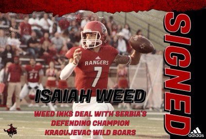 Congratulations to former Rangers QB Isaiah Weed @isaiah_weed7 for signing a professional contract to play for Kragujevac Wild Boars bit.ly/34Jl06m