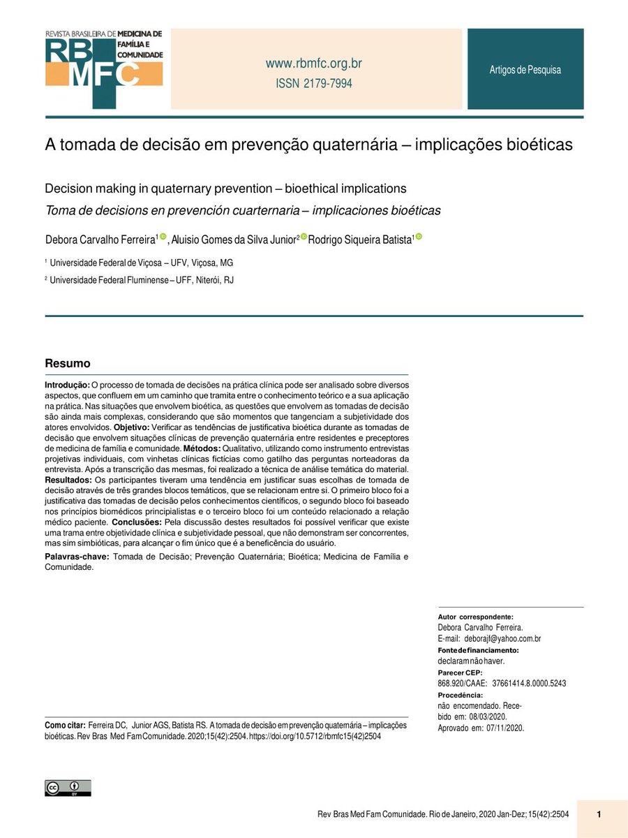 RBMFCBrasil's tweet photo. Decision making in quaternary prevention: bioethical implications

https://t.co/b4lUpj5ZWk

#familymedicine https://t.co/M6DUdrDe78
