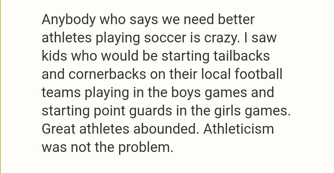 I said this about how athletic the youth soccer players were at a giant mega tournament I went to a few years ago... https://prorelforusa.blogspot.com/2017/10/my-first-mega-tournament-experience.html?m=1