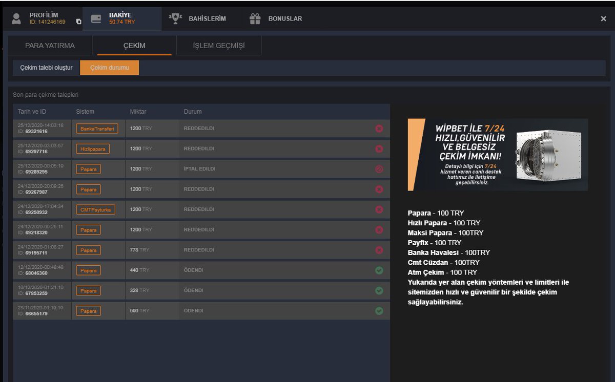 sakın yatırım yapmayın çoklu hesap diye bakıye sılıyorlar dolandırıcıdır gasoçıdır pişmalıktır <a href="/Wipbettr/">WipBet</a> 1 k ustu cekım yatırmıyorlar türlü türlü bahane uretıip bakıye sılıyorlar