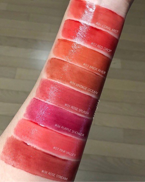 kaikanomu's tweet photo. [Rom&amp;nd] Romand Glasting Water Tint ลิปทินท์ตัวใหม่ล่าสุด ดูลุคปากอวบอิ่มสวย วิบวับ
มีทั้งหมด8สี 🌷🌿✨

#01 CORAL MIST
#02.RED DROP
#03.BRICK RIVER
#04.VINTAGE OCEAN
#05.ROSE SPLASH
#06.PURPLE SHOWER
#07. PINK VALLEY
#08. ROSE STREAM 

ราคา 290 บาท 🌸
(พรีออเดอร์) https://t.co/JbyFk9Stpw