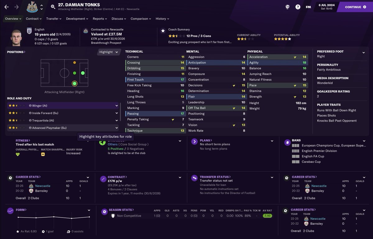 So with ASM departure being covered by the talented Tonks and Steve Watson. Locatelli's position covered by Athirson who is now ready for the 1st team after a bunch of loans. I had a rather sizeable transfer kitty to spend...  #NUFC  #FM21  