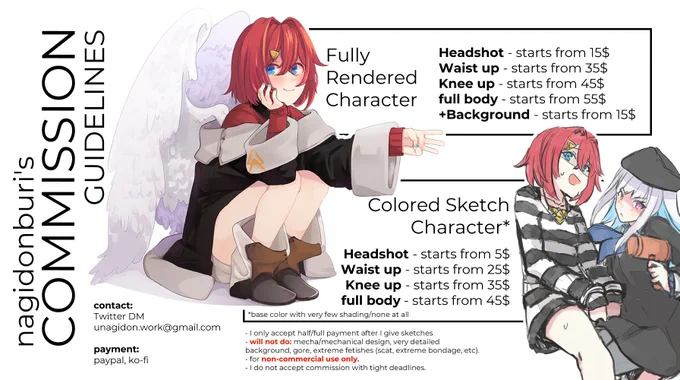 I've updated my Commission Guidelines for 2021! 

If you have any questions regarding commission, feel free to DM me. 

check my pixiv account for more  drawings sample: https://t.co/biMUV4cwkg 