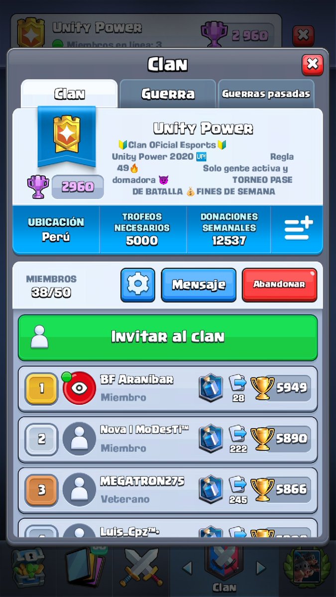 Real_Aizen's tweet image. #CR | Reclutamos jugadores para @UnityPowerPE 

Requisitos:

🔸️Record +5500, +100 wins wars 
🔸️Activo en guerras 💪💪

🔹️Premios Temporada Pass Royale
🔹️Diseños
🔹️Premios Sorpresa

Consultas al MD 💌
Se agradece 🔃❤

@ayudocomunidad @PromotionsXo
@AyudasRtt @Promo_BS