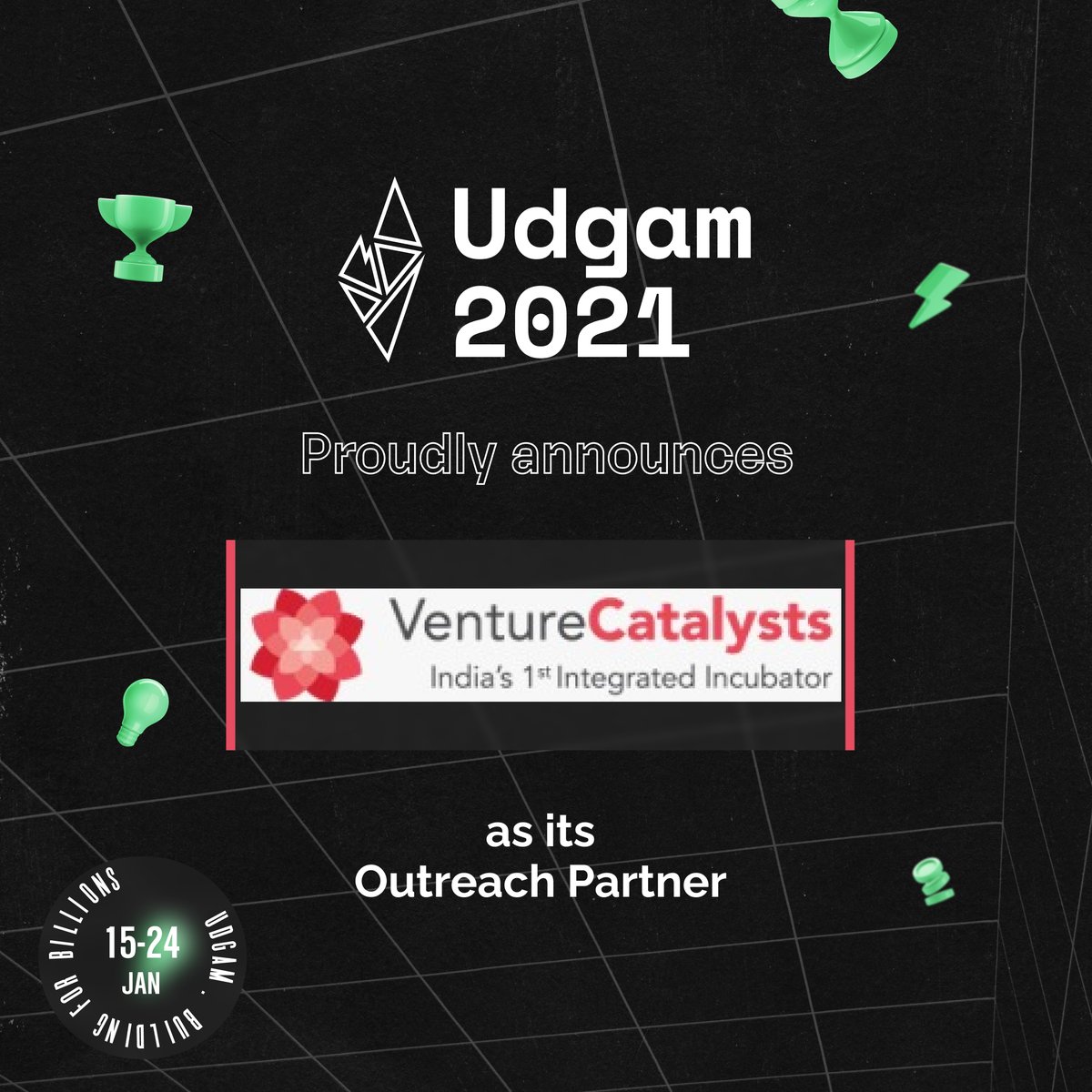We are proud to announce Startup 201, <a href="/lemonideas/">Lemon Ideas</a> &amp; 
<a href="/vcatsindia/">Venture Catalysts++</a> as our Outreach partners.

Register for Udgam events here: lnkd.in/ed9KUEA

#BuildingForBillions #UareUdgam #udgam #udgam2021 #ecell_iitg #iitguwahati #entrepreneurship