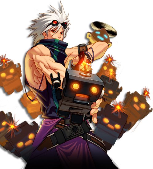 Mechanic - The male and female variation are different. Male Mech wants to summon robots to blow them up. He doesn't really fight himself. F. Mech summons robots to actually fight for her using the G Series. They would both have some set ups with him, but won't be close range.