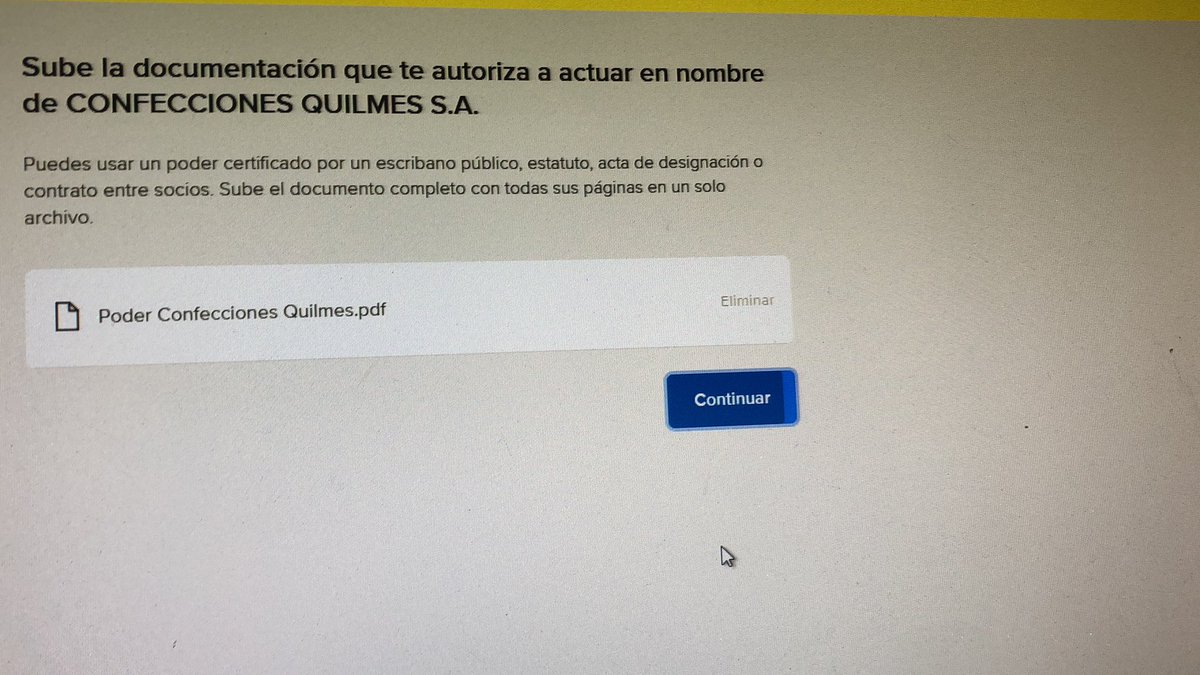 selaskar's tweet photo. @ML_Ayuda @ML_Argentina Somos una SA y subi el Estatuto escaneado pero cuando pongo continuar nunca termina de cargar https://t.co/DNJJkgLw9i
