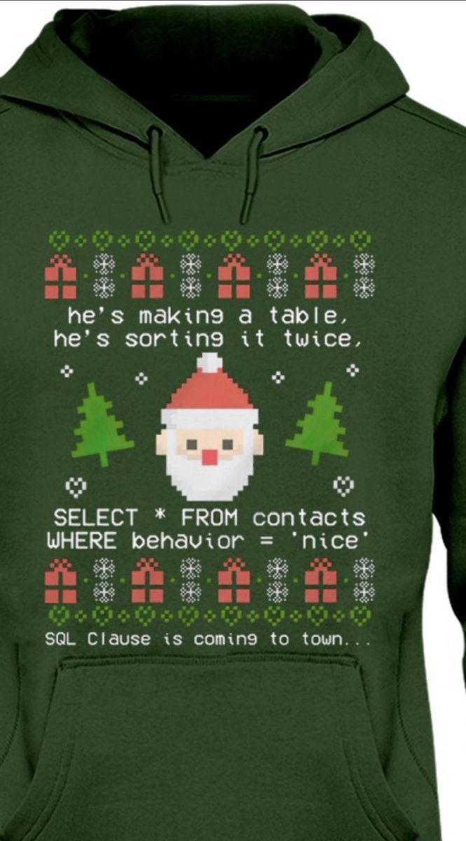 vcPriya's tweet image. Best Santa pullover #girllovessql #datageek