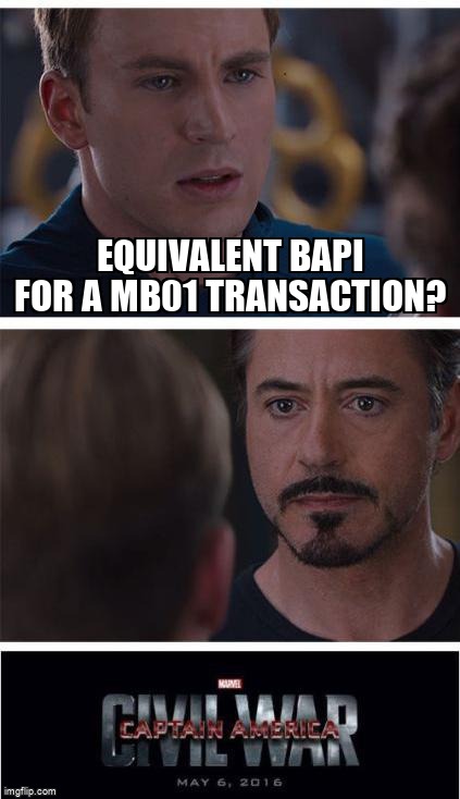 overflow_meme's tweet image. Equivalent BAPI for a MB01 transaction? stackoverflow.com/questions/8078… #bapi #sapdotnetconnector #saperp #abap