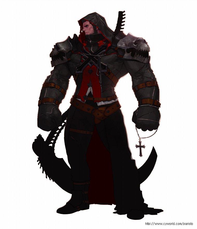 Avenger - He runs around with a scythe and has demonic ability because he left the church because he became an imposter.Two things worth noting. He has Two installs. First one called Metamorphosis allows demonic claws to come out after each attackDemonize is the other one