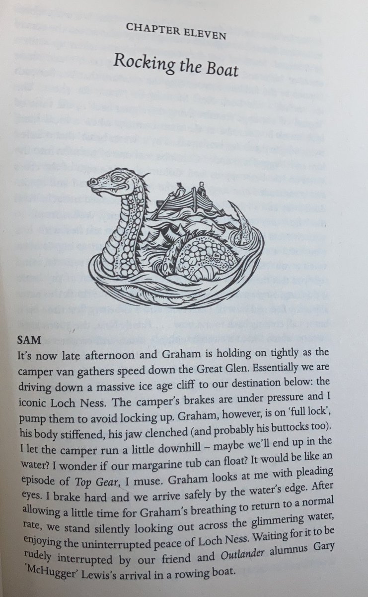 Chapter 11. Finally. Loch Ness  #KrisReadsClanlands Getting a bit in before adulting... love the Top Gear imagery also:  #poorgraham 