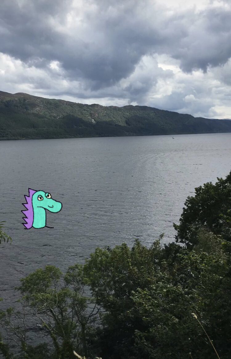 The monster... knew it had to come up at least once. I mean, Claire even met it. I sort of spotted it, but I guess the boat that passed Urquhart Castle scared it away, then they posed with a very similar background   #KrisReadsClanlands