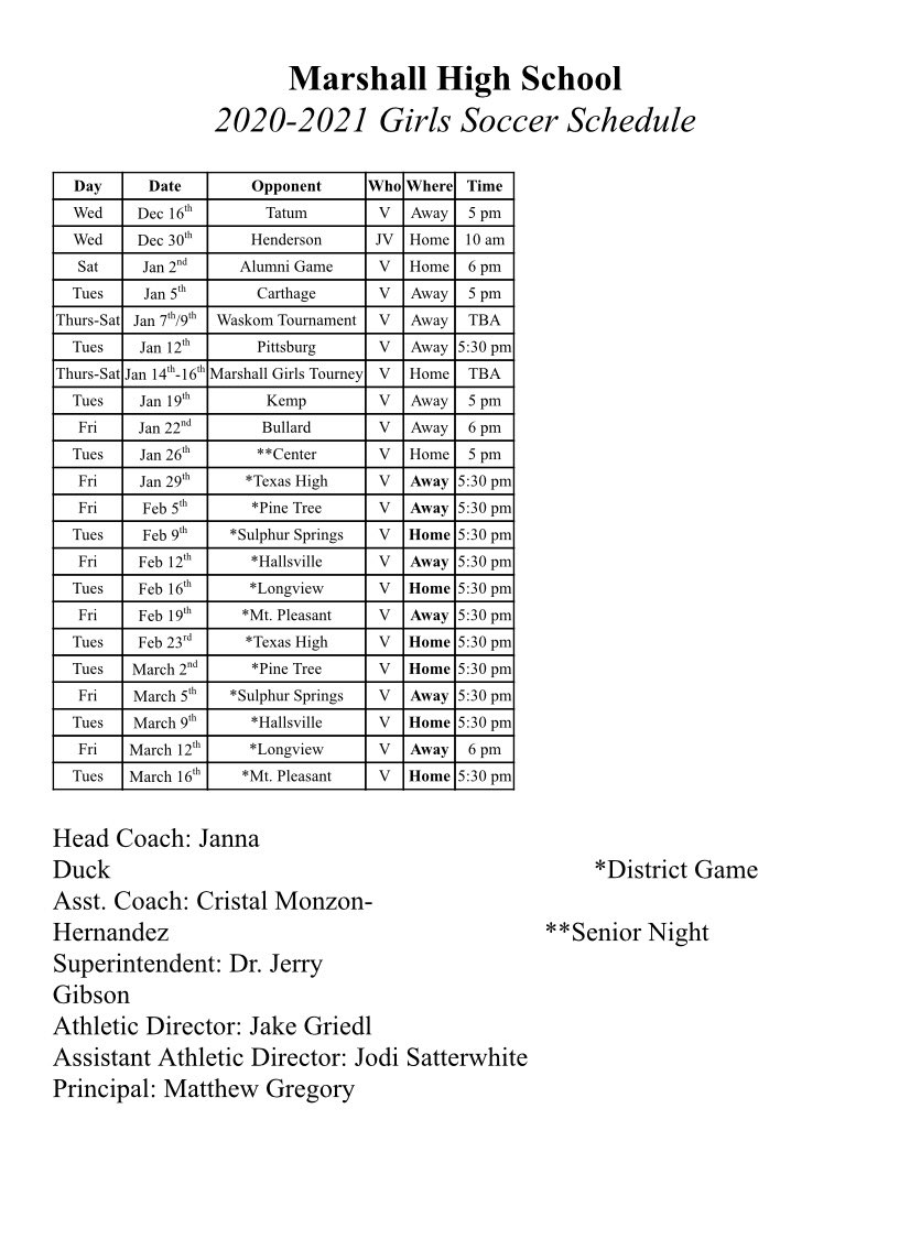 Updated schedule ⚽️