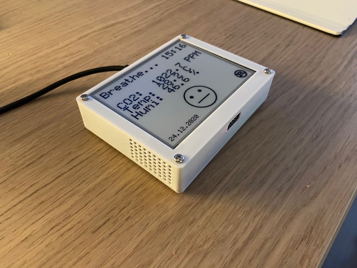 Finally finished my room air monitor loosely based on the Knurling Sessions! It uses the F401 Black Pill instead of NRF and also has pins for connecting an ESP-01 in the future.
Thanks, <a href="/FerrousSystems/">FerrousSystems</a> and <a href="/rustembedded/">Rust Embedded Working Group</a> for the amazing tools and ecosystem to build upon!