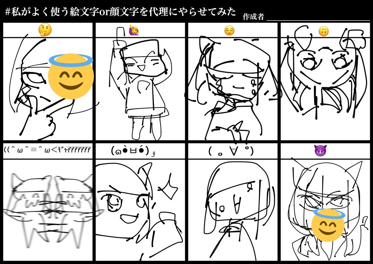 私がよく使う絵文字or顔文字を代理にやらせてみた お借りました ラフなんだ ｎeon タグ巡回中の漫画