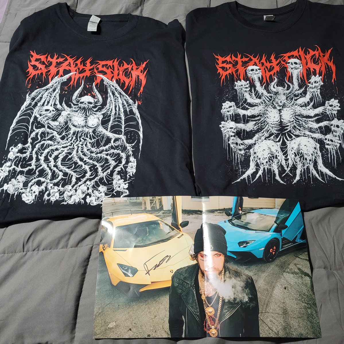 JJ_Wheel_361's tweet photo. My order came in one piece! #staysickthreads #staysick #demonmother #demonlord #metal @STAYS1CK https://t.co/rPWGVeOtT3