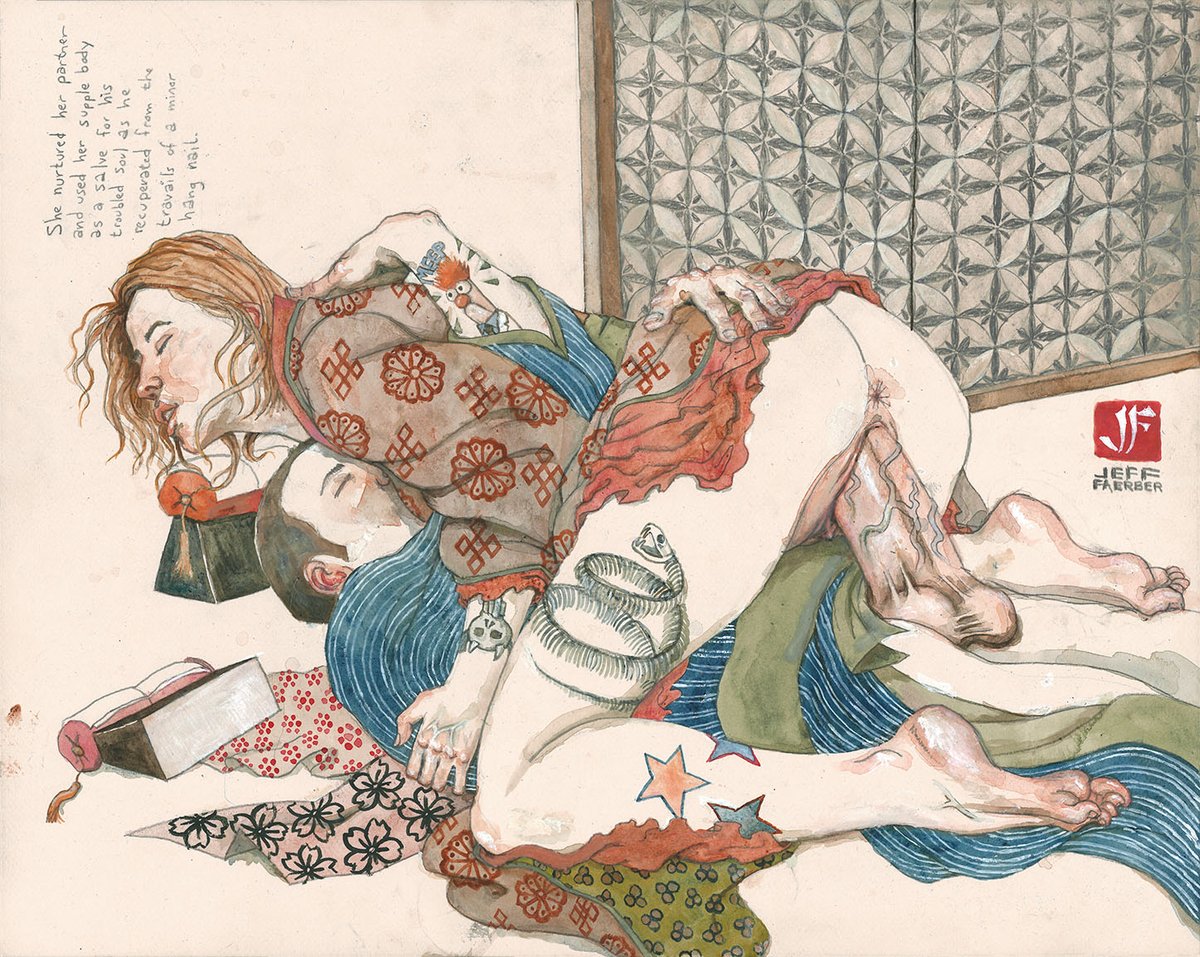 jsfaerber's tweet photo. "She nurtured her partner and used her supple body as a salve for his troubled soul as he recuperated from the travails of a minor hang nail"
20 x 16 inches. mixed media on matte board
$1,250
#shunga #modernshunga #eros #eroticart https://t.co/DDWNMnhuiV