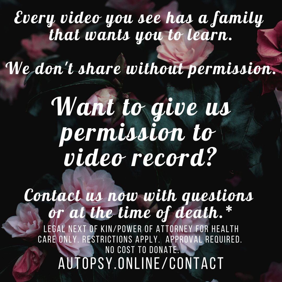 #Videodonation -- an alternative to organ, tissue and body donation. Consented, respectful, educational, confidentiality protect. Limited or more complete dissections. Integrates with death-care plans. We are experienced and caring. Talk to us. autopsy.online/contact