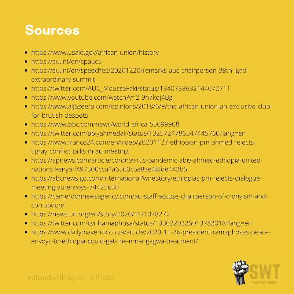 Here are our sources. We urge you all to read more about the conflict and how the  @_AfricanUnion has failed  #Tigray in the  #TigrayGenocide that has killed thousands.Help us  #StopWarOnTigray