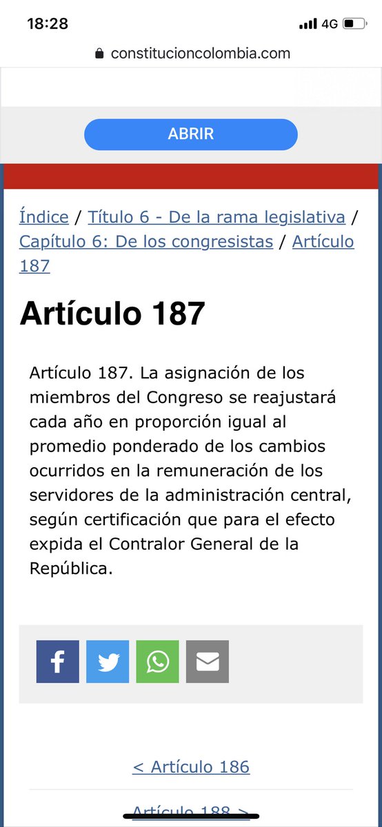 ¿Qué dice el artículo 187 de la Constitución