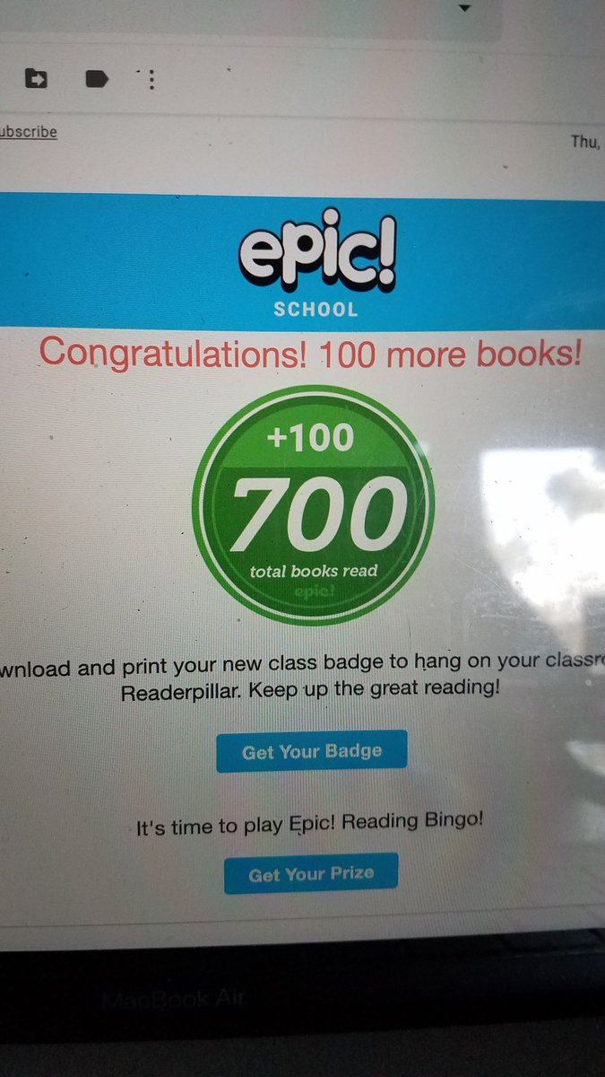 My 1st grade students at FSA have read 700 books on Epic! Thanks Epic <a href="/JKniseley1/">joe kniseley</a>  <a href="/FallbrookStem/">Fallbrook STEM Academy</a>  <a href="/FUESDSchools/">FUESD Schools</a>
