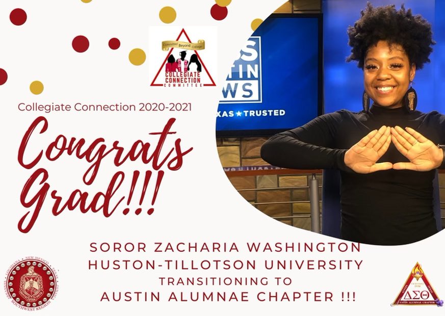 Congratulations are due as our very own Zacharia Washington has not only graduated early but she has also transitioned to Austin Alumnae! ❤️
#AK #1930 #earlygrad #BLAZINGSOUTHWEST #dst1913