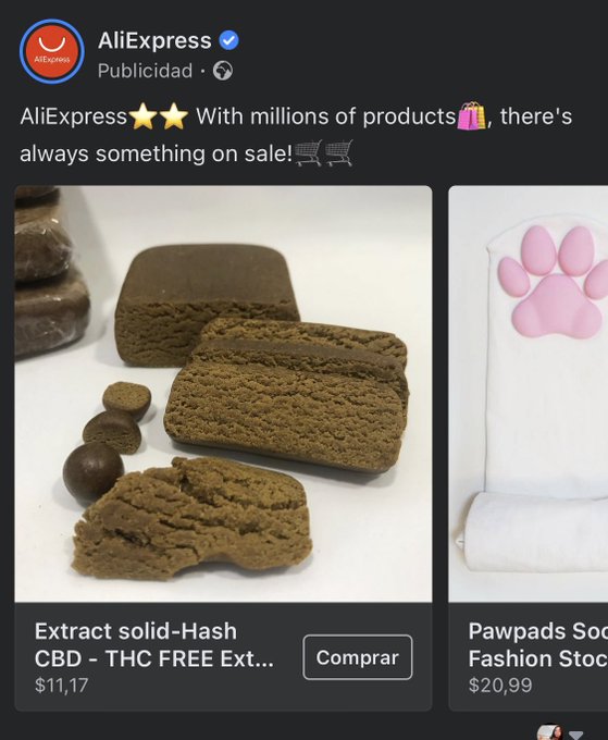Drogas y calcetines kawaii en el mismo anuncio 😂 AliExpress 👌🏻 https://t.co/CZmCpxSvwb