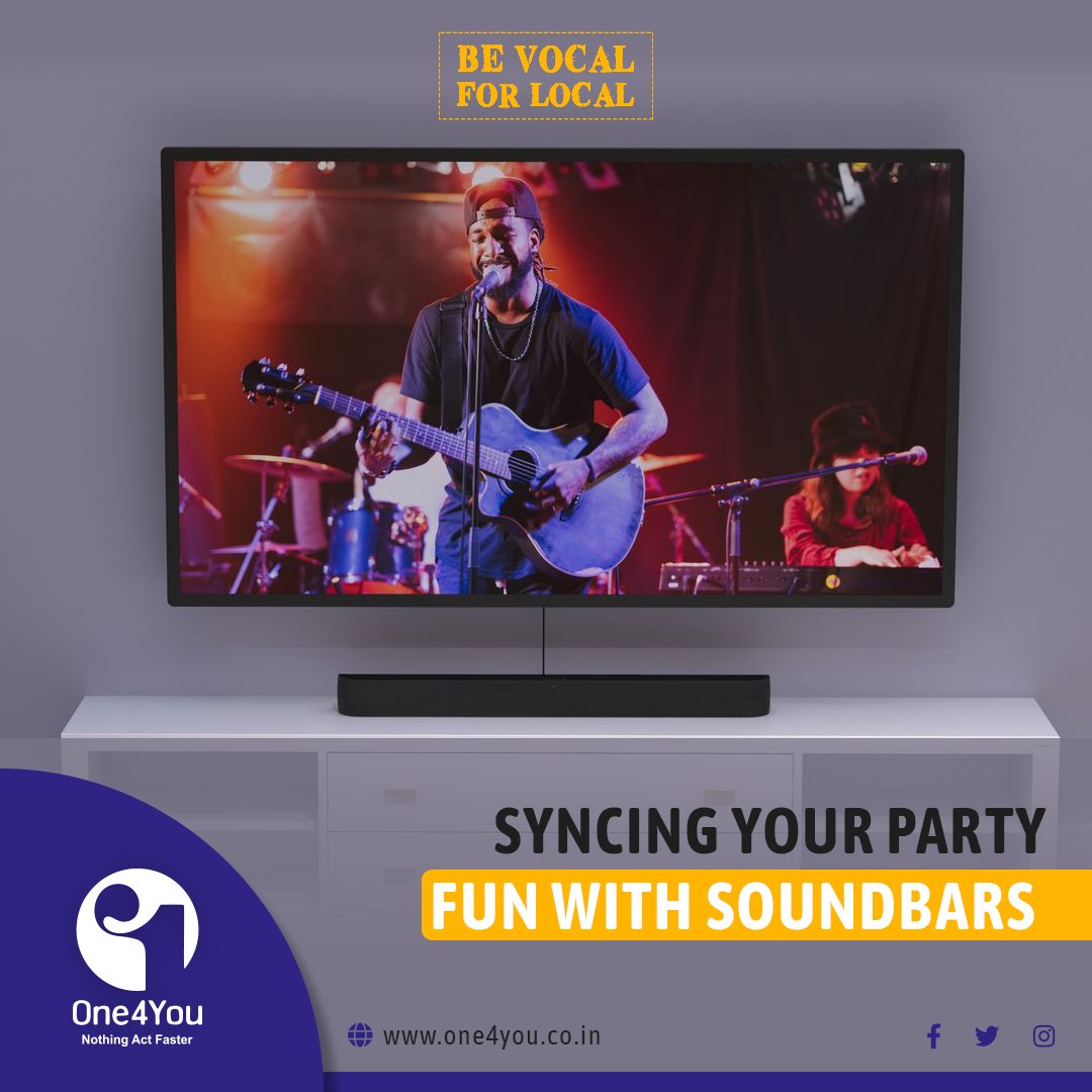 Syncing your party & Fun With Soundbars.
One4you presents Inbuilt Extra Soundbar in LED Tv, Now Start Parting hard at home. 

#One4you #electronics #bevocalforlocal #madeinIndia #indianproducts #india #4k #4kDisplay #smarttv #tv #tvbox #iptv #netflix #One4youTV #ledtv #androidtv