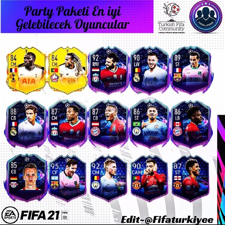 fifaturkiyee's tweet photo. Parti Paketi En İyi Açılabilecek Oyuncular 
#fifa21 #fut #EASPORTSFIFA #partybug https://t.co/KqSxYhMKAO