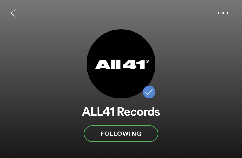 All41R's tweet photo. Really happy to announce that the official spotify profile of ALL41 Records is now verified! 
Thank you all for streaming and listening! If you haven't yet, make sure to follow the official ALL41 Records spotify profile!
https://t.co/hNN2GaRufv @Spotify https://t.co/dUYxhwa4uP