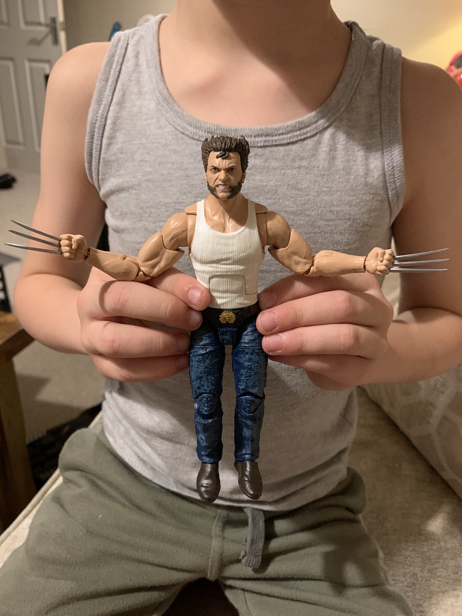 MaxKeir's tweet photo. @RealHughJackman 🎅🏻MERRY🎄CHRISTMAS⭐️ and thank you for having such an impact on my childhood as #Wolverine it evidentially has passed onto my son, as this is his favourite gift this year hahaha FUN FACT!! My first son’s name is Logan James! Inspired by the character 😜 https://t.co/o74fg8zhWH