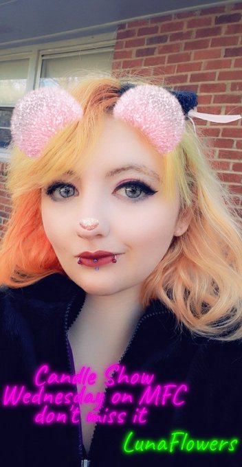 MyFreeCams Candle Show on Wednesday! Don't miss it https://t.co/MCotBHOWBd<a href="/tag/inked"class="tags"><span>#inked</span></a><a href="/tag/redhead"class="tags"><span>#redhead</span></a><a href="/tag/pierced"class="tags"><span>#pierced</span></a><a href="/tag/bluehair"class="tags"><span>#bluehair</span></a><a href="/tag/lunaflowers"class="tags"><span>#lunaflowers</span></a>