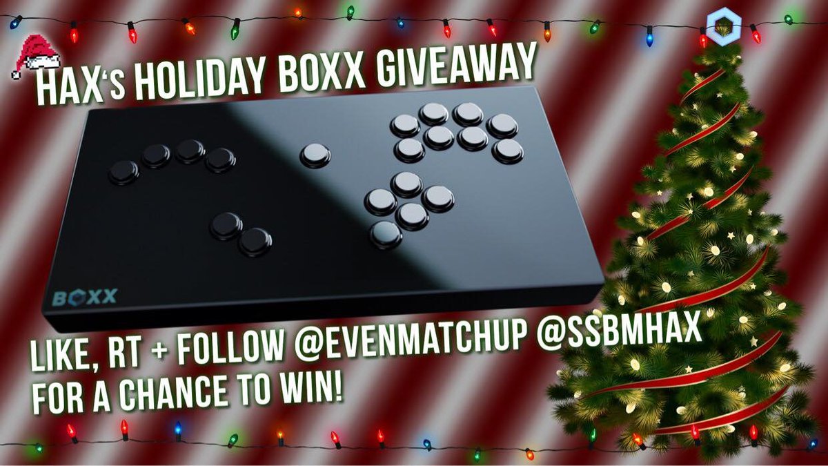 doing a B0XX giveaway to celebrate the holidays! like/rt + follow <a href="/ssbmhax/">Hax$</a> and <a href="/EvenMatchup/">Even Matchup Gaming</a> for a chance to win :)