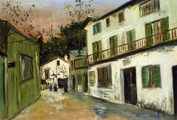 When a mental illness took hold of the 21-year-old Utrillo in 1904, his mother encouraged him to take up painting. He soon showed real artistic talent. With no training beyond what his mother taught him, he drew and painted what he saw in Montmartre.