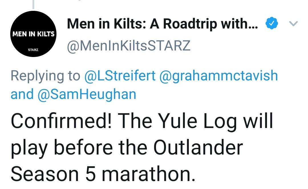 Also on this busy  #Samday, Glamour made a list with 9 shows and movies to cozy up with this Holiday Week and, of course, they listed the  #Outlander Marathon on Starz. MiK' s Yule Log was also aired! Love it! Men in Kilts | Sam & Graham Yule Log | STARZ